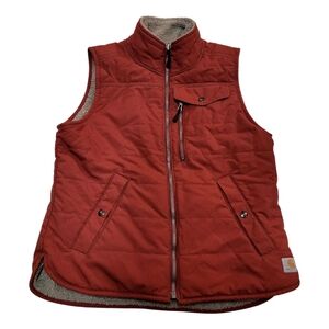 Carhartt Red Quilted Vest with Stand-Up Collar